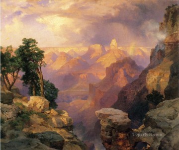 Paisajes Painting - Gran Cañón con paisaje de arco iris Montañas Thomas Moran